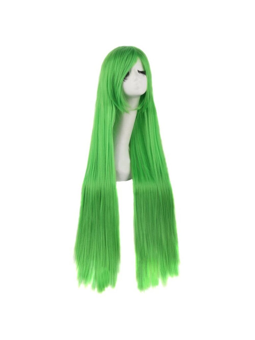 Women Fluorescent Green 40 Inch Oblique Synthetic Modern Long Straight Wig Bangs